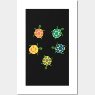 Turtles Flat Pattern Posters and Art